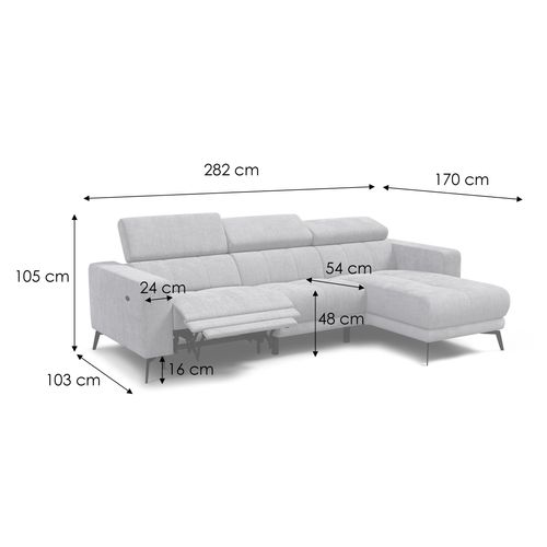 Canapé D'angle 4 Places Morello Avec 1 X Relax Zero Gravity, Tissu Orange Foncé