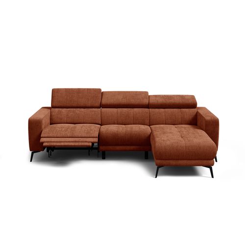 Canapé D'angle 4 Places Morello Avec 1 X Relax Zero Gravity, Tissu Orange Foncé