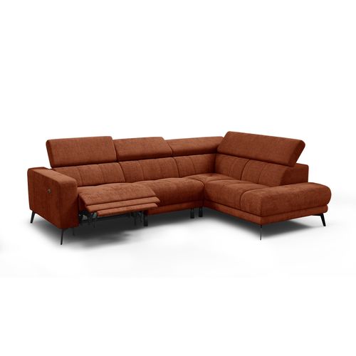 Canapé D'angle 5 Places Morello Avec 1 X Relax Zero Gravity, Tissu Orange Foncé