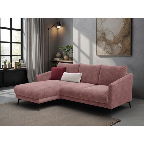 Canapé D'angle Gauche 3 Places Vilt, Tissu Rose