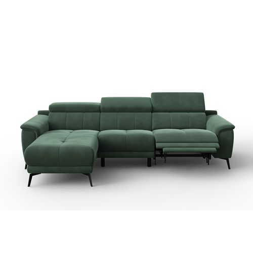 Canapé D'angle Relax 4 Places Gauche Fiero, Tissu Velours Vert