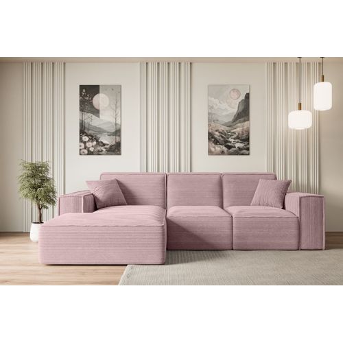 Canapé D'angle Serra-l 266x169x80 Angle Gauche En Tissu - Rose