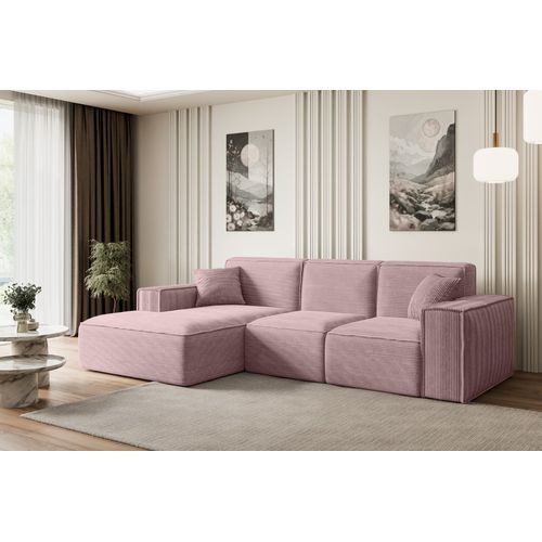 Canapé D'angle Serra-l 266x169x80 Angle Gauche En Tissu - Rose