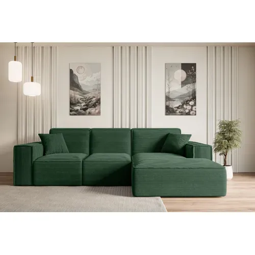 Canapé D'angle Serra-l 266x169x80  Angle Droit En Tissu - Vert