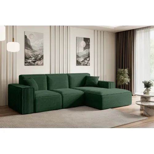 Canapé D'angle Serra-l 266x169x80  Angle Droit En Tissu - Vert