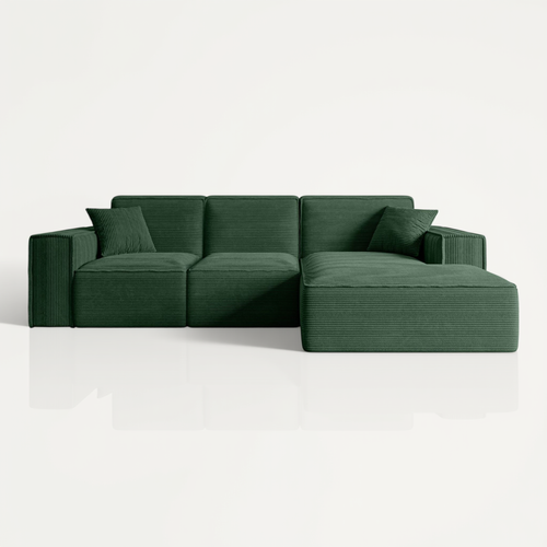 Canapé D'angle Serra-l 266x169x80  Angle Droit En Tissu - Vert