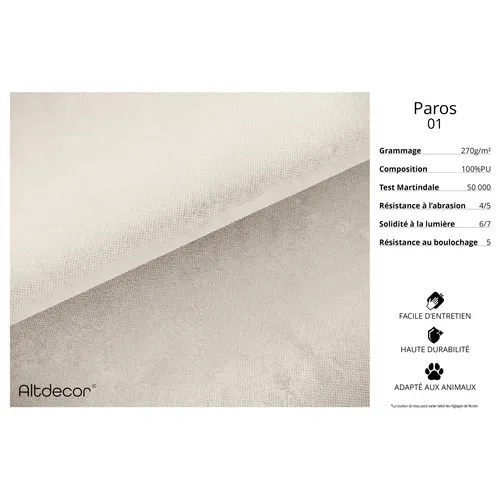 Canapé D'angle Convertible Sierra-u 349x161x87 Panoramique En Velours - Paros 01 - Beige