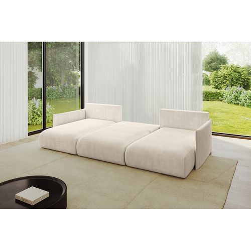 Canapé D'angle Convertible Onesk-u 317x177x72 Angle Panoramique En Tissu - Beige