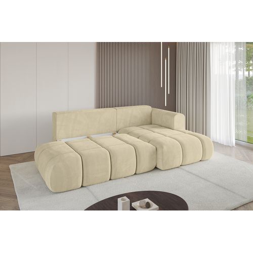 Canapé D'angle Convertible Cloud-l 280x185x90  Angle Droit En Velours - Beige