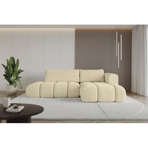 Canapé D'angle Convertible Cloud-l 280x185x90  Angle Droit En Velours - Beige