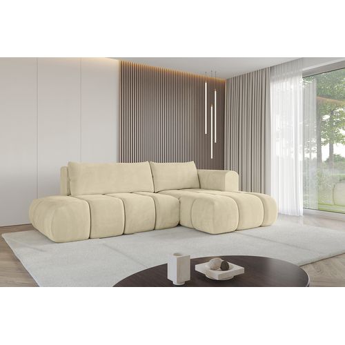 Canapé D'angle Convertible Cloud-l 280x185x90  Angle Droit En Velours - Beige