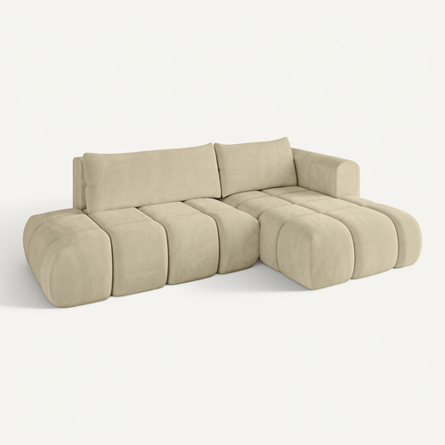 Canapé D'angle Convertible Cloud-l 280x185x90  Angle Droit En Velours - Beige
