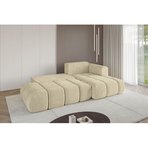 Canapé D'angle Convertible Cloud-l 280x185x90  Angle Droit En Velours - Beige