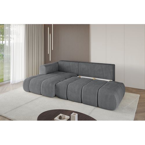 Canapé D'angle Convertible Cloud-l-v1 280x185x90 Angle Gauche En Tissu - Gris Foncé
