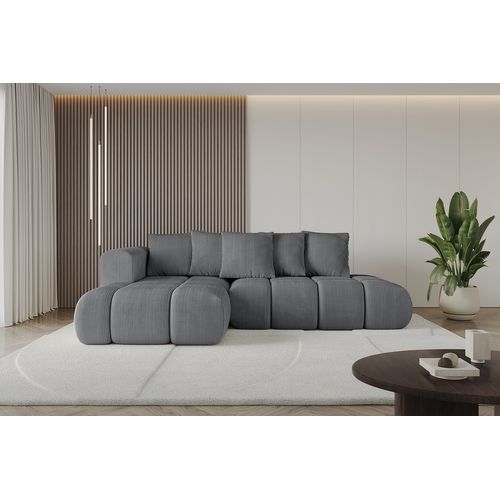Canapé D'angle Convertible Cloud-l-v1 280x185x90 Angle Gauche En Tissu - Gris Foncé