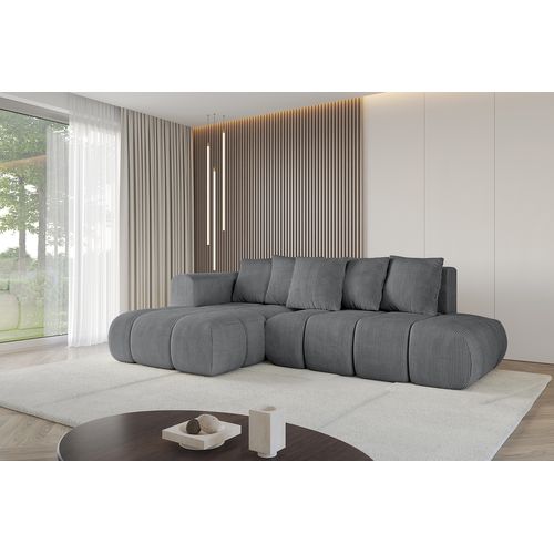 Canapé D'angle Convertible Cloud-l-v1 280x185x90 Angle Gauche En Tissu - Gris Foncé