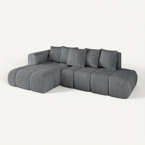 Canapé D'angle Convertible Cloud-l-v1 280x185x90 Angle Gauche En Tissu - Gris Foncé
