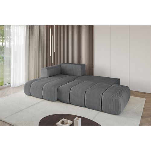 Canapé D'angle Convertible Cloud-l-v1 280x185x90 Angle Gauche En Tissu - Gris Foncé