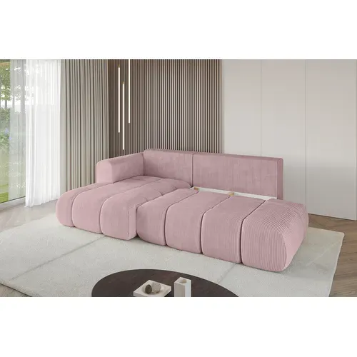 Canapé D'angle Convertible Cloud-l-v1 280x185x90  Angle Gauche En Tissu - Rose
