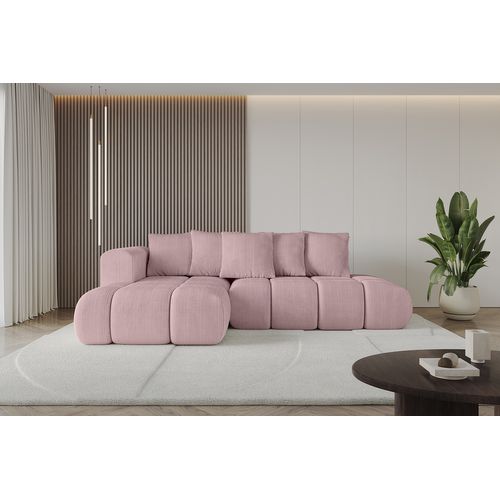 Canapé D'angle Convertible Cloud-l-v1 280x185x90  Angle Gauche En Tissu - Rose