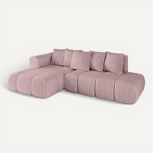 Canapé D'angle Convertible Cloud-l-v1 280x185x90  Angle Gauche En Tissu - Rose