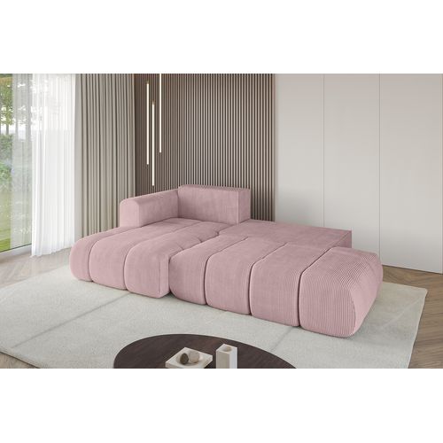 Canapé D'angle Convertible Cloud-l-v1 280x185x90  Angle Gauche En Tissu - Rose