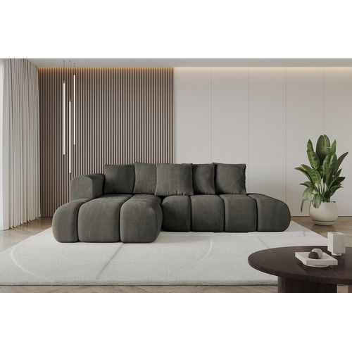 Canapé D'angle Convertible Cloud-l-v1 280x185x90  Angle Gauche En Velours - Noir