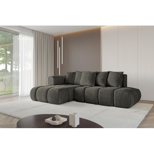 Canapé D'angle Convertible Cloud-l-v1 280x185x90  Angle Gauche En Velours - Noir