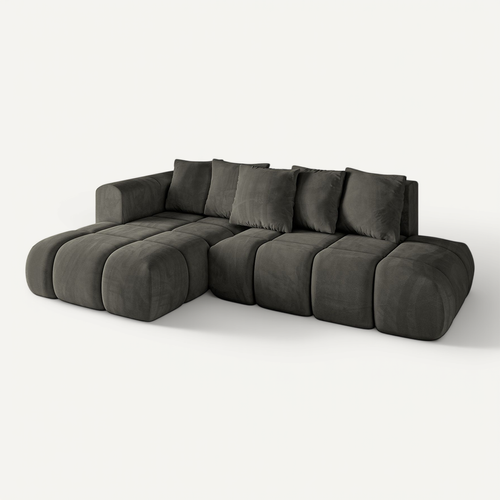 Canapé D'angle Convertible Cloud-l-v1 280x185x90  Angle Gauche En Velours - Noir