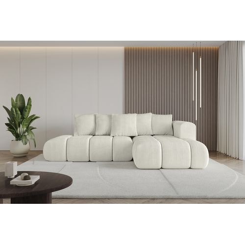 Canapé D'angle Convertible Cloud-l-v1 280x185x90 Angle Droit En Tissu - Crémeux