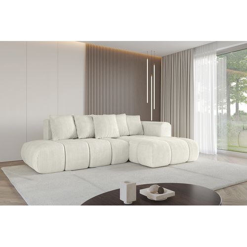 Canapé D'angle Convertible Cloud-l-v1 280x185x90 Angle Droit En Tissu - Crémeux