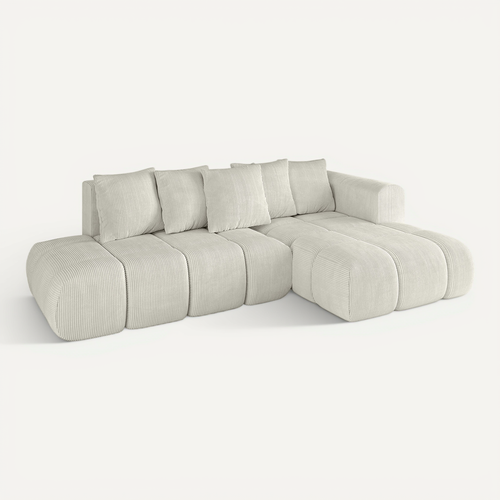 Canapé D'angle Convertible Cloud-l-v1 280x185x90 Angle Droit En Tissu - Crémeux
