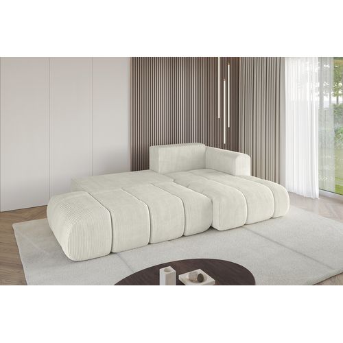 Canapé D'angle Convertible Cloud-l-v1 280x185x90 Angle Droit En Tissu - Crémeux