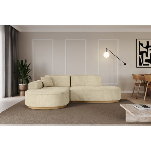 Canapé D'angle Mari-l1-v2 243x171x83 Angle Gauche En Velours - Beige