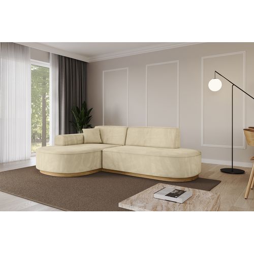 Canapé D'angle Mari-l1-v2 243x171x83 Angle Gauche En Velours - Beige