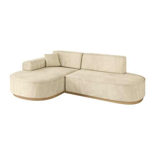 Canapé D'angle Mari-l1-v2 243x171x83 Angle Gauche En Velours - Beige
