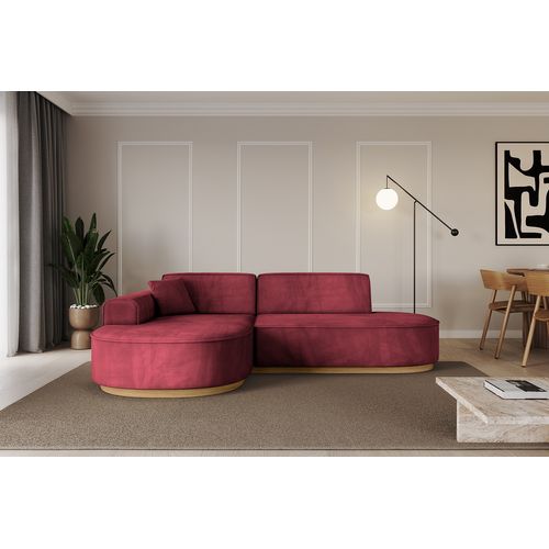 Canapé D'angle Mari-l1-v2 243x171x83  Angle Gauche En Velours - Rouge Bordeaux