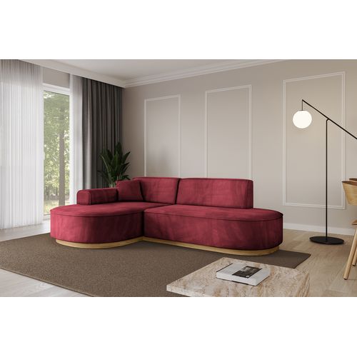Canapé D'angle Mari-l1-v2 243x171x83  Angle Gauche En Velours - Rouge Bordeaux