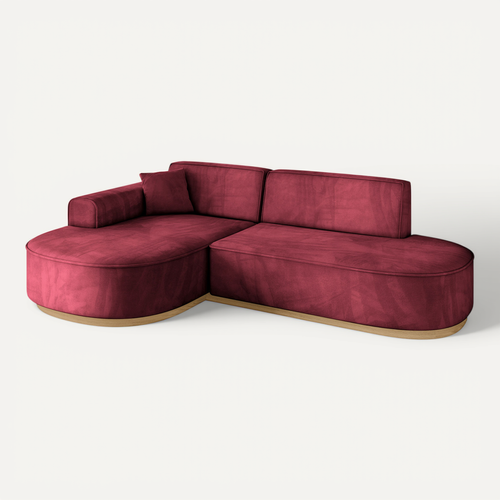 Canapé D'angle Mari-l1-v2 243x171x83  Angle Gauche En Velours - Rouge Bordeaux