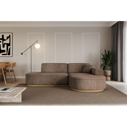 Canapé D'angle Mari-l1-v2 243x171x83  Angle Droit En Velours - Marron