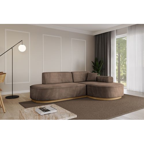 Canapé D'angle Mari-l1-v2 243x171x83  Angle Droit En Velours - Marron
