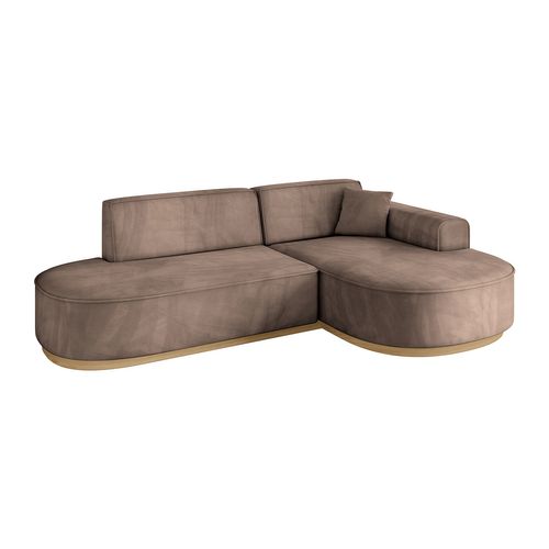 Canapé D'angle Mari-l1-v2 243x171x83  Angle Droit En Velours - Marron