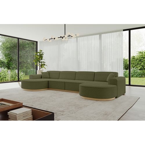 Canapé D'angle Mari-u2-v2 388x171x83  Panoramique En Tissu - Vert