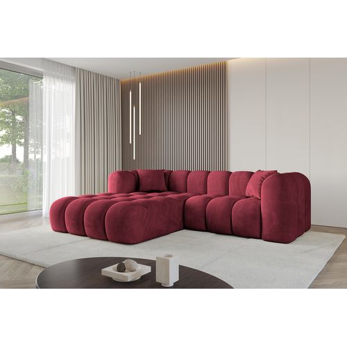 Canapé D'angle Olea-l1 231x173x74  Angle Gauche En Velours -  Bordeaux