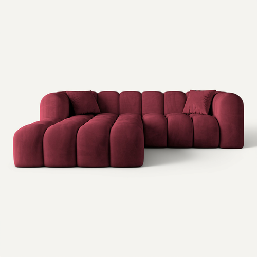 Canapé D'angle Olea-l1 231x173x74  Angle Gauche En Velours -  Bordeaux