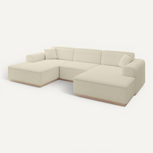 Canapé D'angle Irea-u1 301x165x80  Panoramique En Tissu - Beige