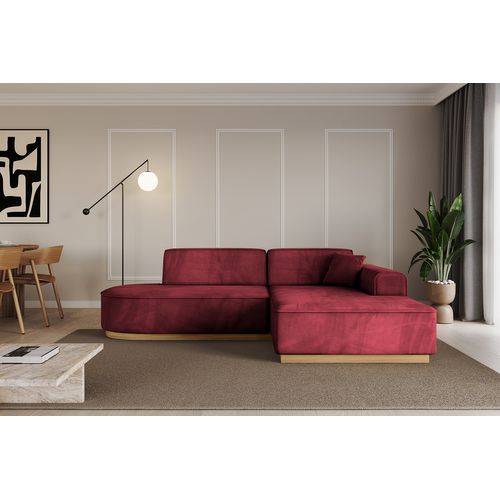 Canapé D'angle Irea-l1-v2 232x165x80  Angle Droit En Velours  -  Rouge Bordeaux