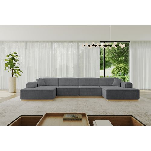 Canapé D'angle Irea-u2-v2 301x165x80  Panoramique En Tissu - Gris Foncé
