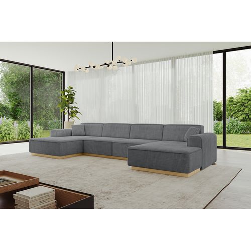 Canapé D'angle Irea-u2-v2 301x165x80  Panoramique En Tissu - Gris Foncé