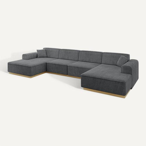 Canapé D'angle Irea-u2-v2 301x165x80  Panoramique En Tissu - Gris Foncé